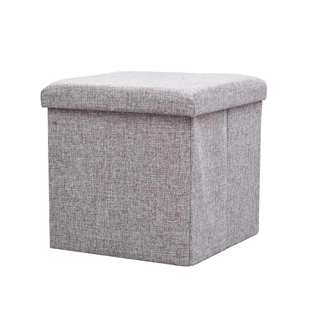 Candora Storage Footstool Folding Foot Stool, Foldable Ottoman Storage Seat, Foot Rest Stool, Portable Toy Storage Box with Thick Sponge Lid (1# Grey, 30 * 30 * 30 cm)