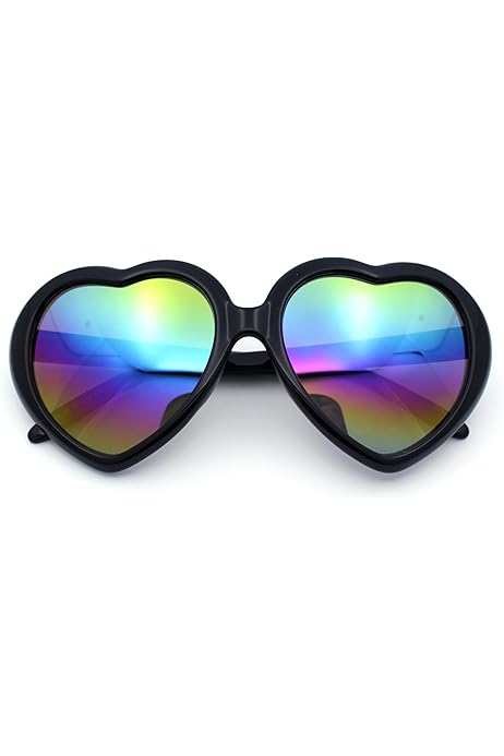 Accesorio Festival Gafas Sol Corazón Polarizadas - Estilo Vintage Hippie UV400 Gafas Festivales Forma Corazón