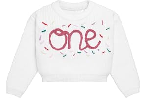 IDOPIP Toddler Baby Girls First Birthday Outfit Boho Embroidery One Sweater Top Knit Pullover Sweatshirt Fall Winter Clothes