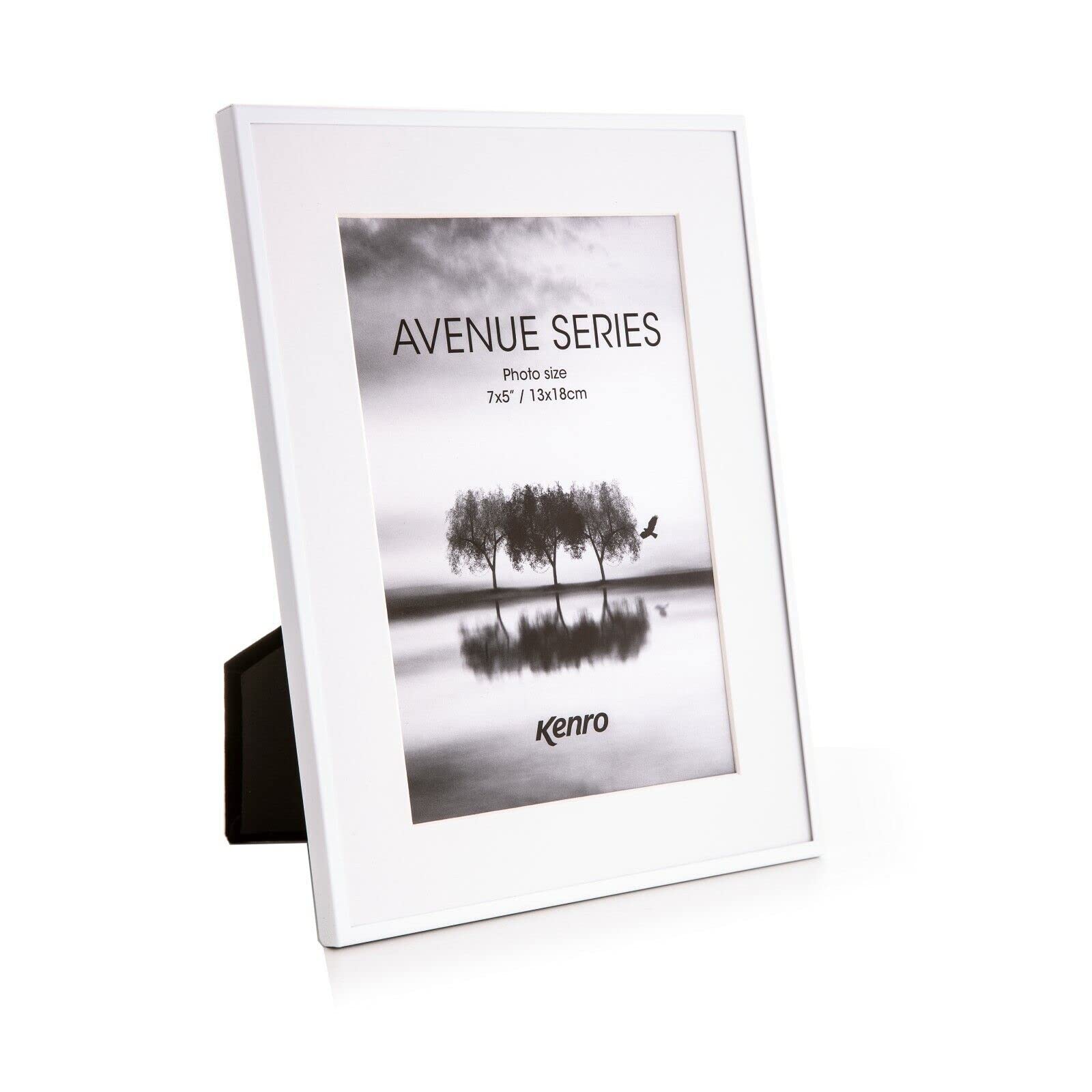 Kenro Avenue White Photo Frame 9x7 Inch / 23x18cm with White Mat for Photo 7x5 Inch / 13x18cm - AVE1318W