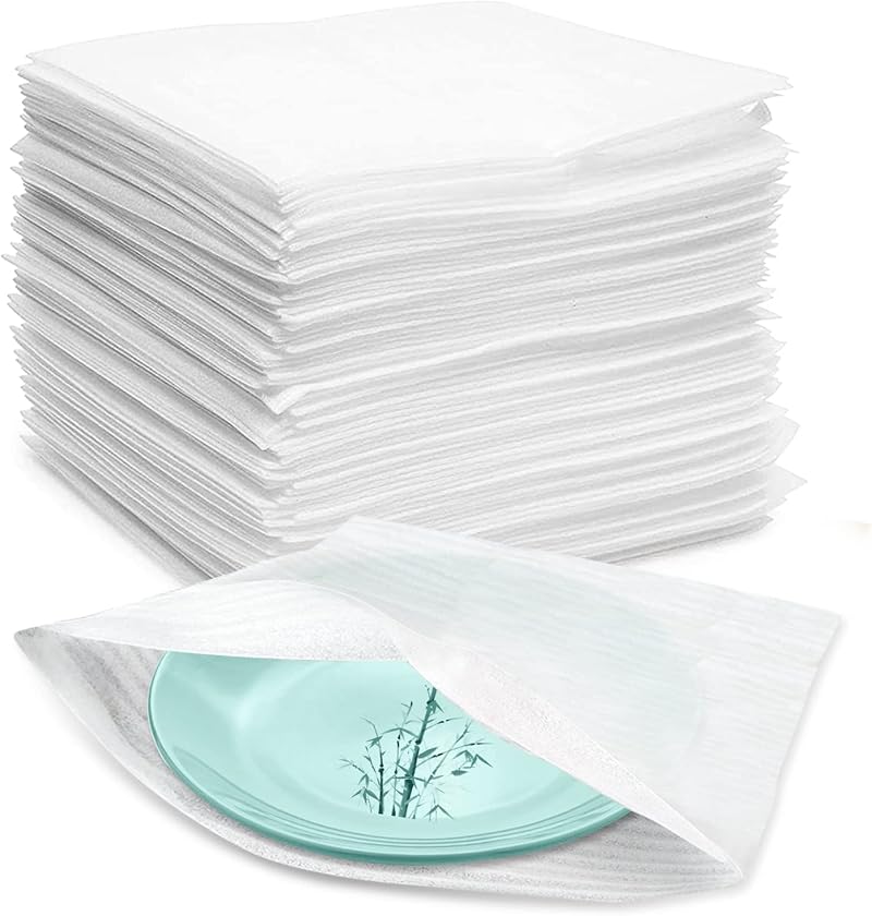 GIAK Foam Packing Sheets 100 Pack White 13" x 13" Recyclable Polyethylene