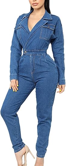 amazon blue jean jumpsuit
