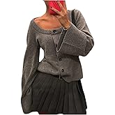GORGLITTER Women's Bell Sleeve Cardigan Sweaters Oversized Button Up Chunky Long Sleeve Fall Trendy Knit Sweater