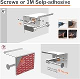 Ibergrif Chrome Toilet Roll Holder with Shelf, Self-Adhesive, Stainless Steel view 4
