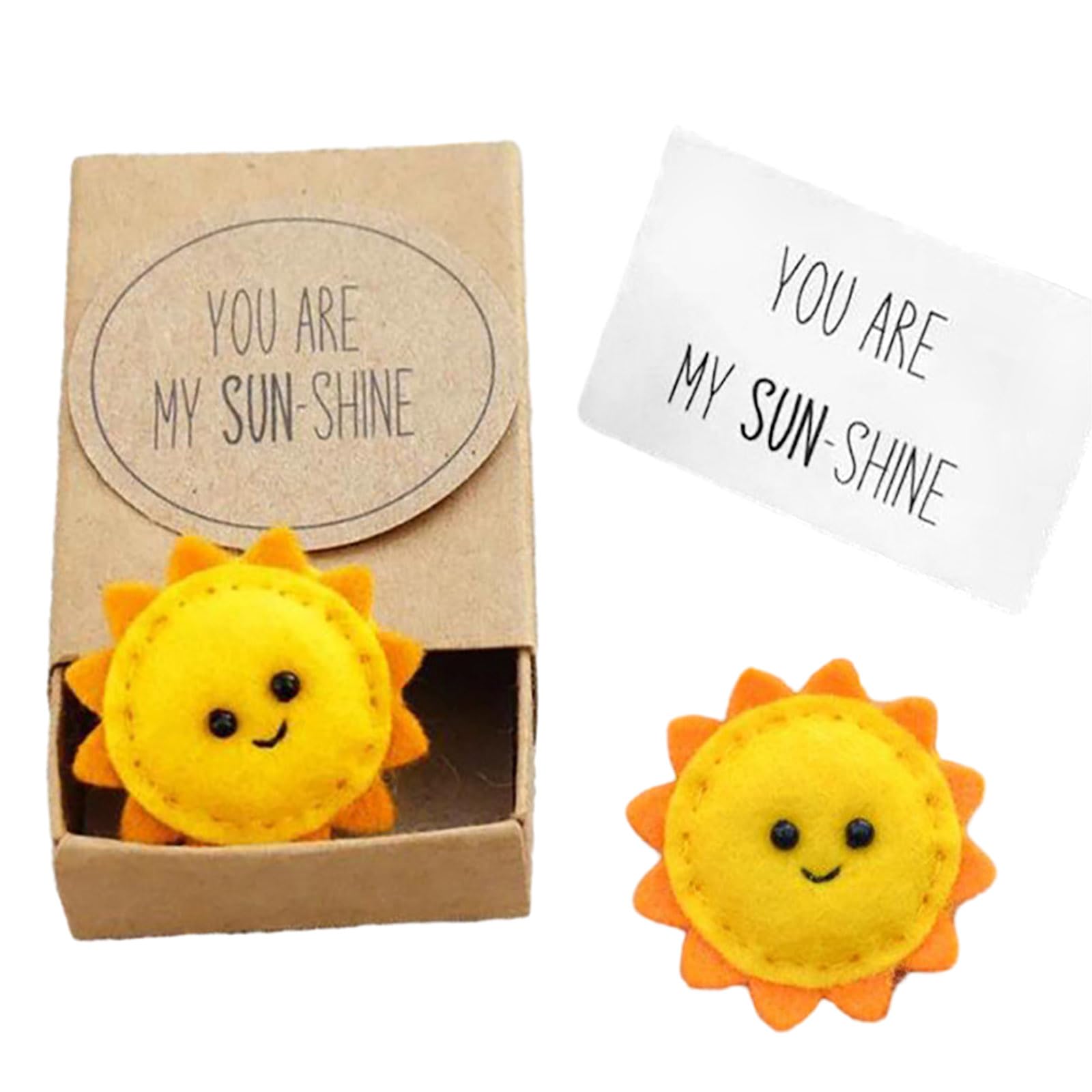 Fychuo You Are My Sunshine Pocket Hug Sunflower Gifts Positive Affirmation Cards with Kitted Doll Hug in a Box, Good Luck Gifts for Women Men Her Him Christmas Stocking Fillers Little Small Gift