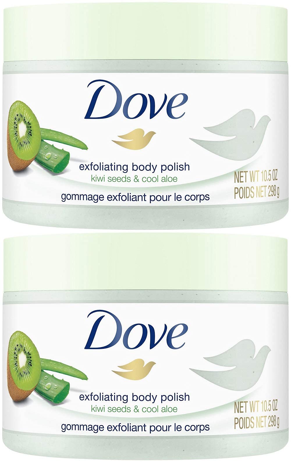 Dove Exfoliating Body Polish, Kiwi Seeds & Cool Aloe, 10.5 Ounce (Pack of 2)