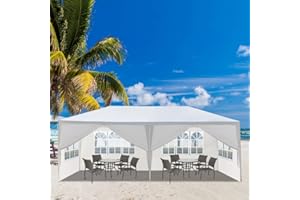 GAINVIEYEE 10'x20' Party Tent Outdoor Event Tents with 6 Removable Sidewalls, Heavy Duty Gazebo, Large Canopy Waterproof for Parties Patio Birthday Wedding All Season White