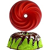 Spiral Cake Mold Trays Fluted Round Silicone Baking Molds Pan-Food Grade Baking for Mousse, Jelly,Ice Cream Chiffon Cheesecake Chocolate Brownie Fondant Shaped Cake