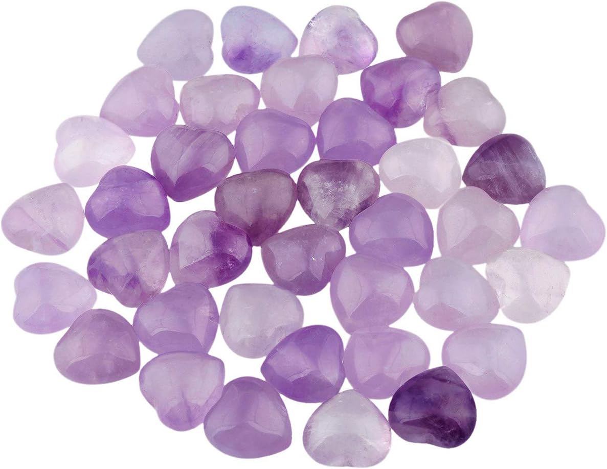KYEYGWO Natural Amethyst Puff Heart Healing Crystals Love Stone