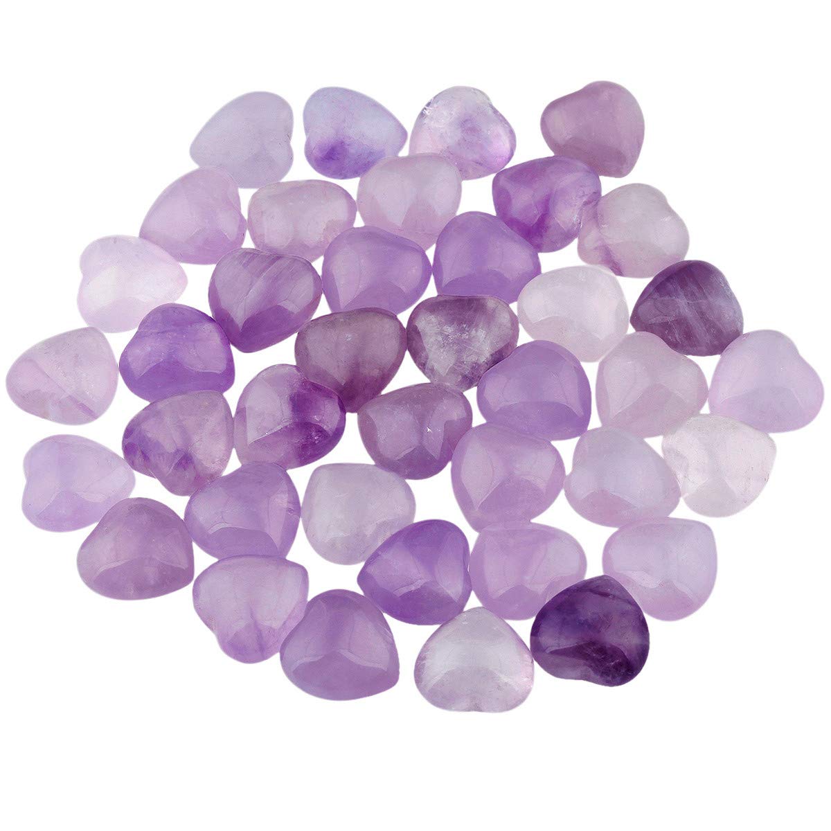 KYEYGWO Natural Amethyst Puff Heart Healing Crystals Love Stone, Pocket Stones Palm Worry Stone for Reiki Meditation Balancing, 0.59" (pack of 10)