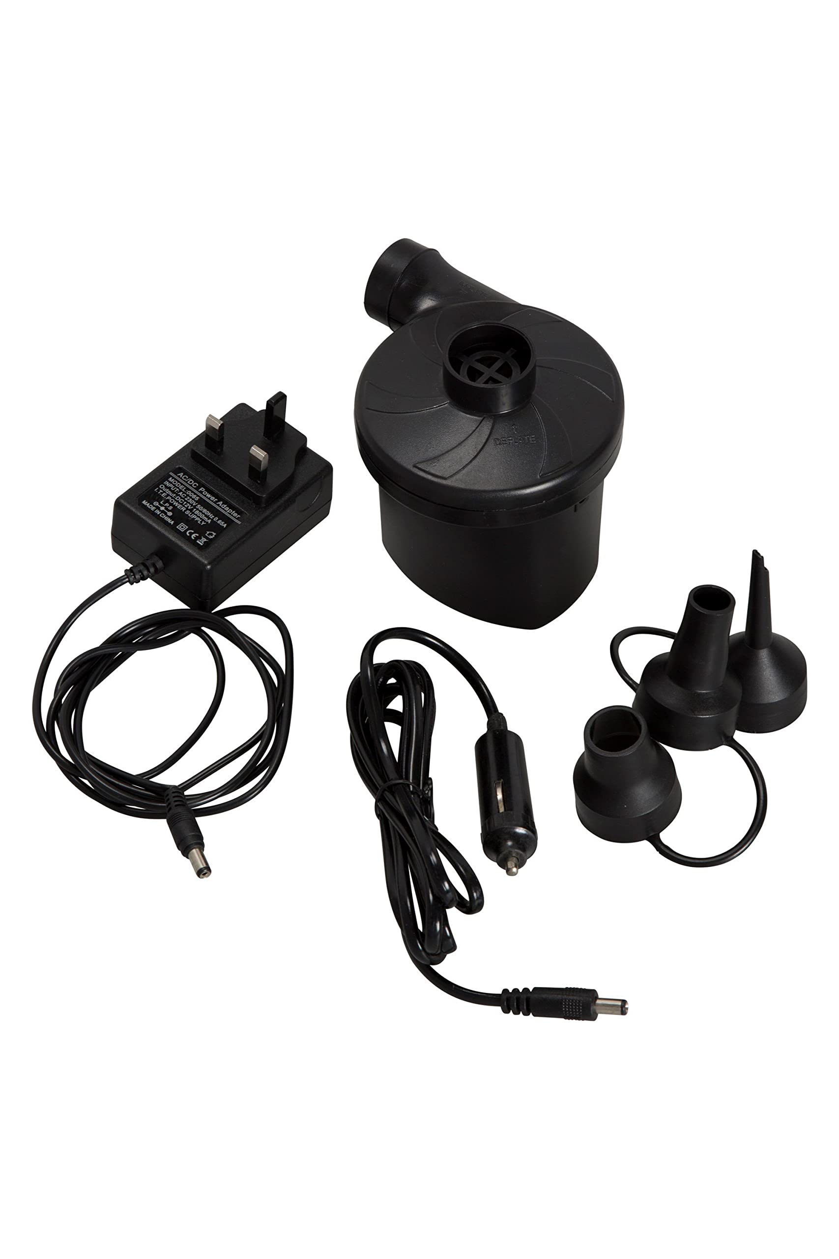 Mountain Warehouse Electric Pump - Durable Plastic Air Bed Pump, Matte Finish Inflatable Bed Blower, ABS Dual Pump - For Garden, Home, Holiday, Camping & Travelling Black