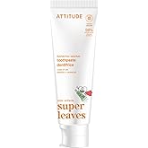 Attitude Kids Fluoride-Free Toothpaste, EWG Verified, Plant- and Mineral-Based Ingredients, Vegan, Sugar-Free, Mango, 4.2 Oz