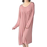 Lu's Chic Women's Plus Size Nightgown Long Sleeve Cotton Sleepwear Pajama Night Dress