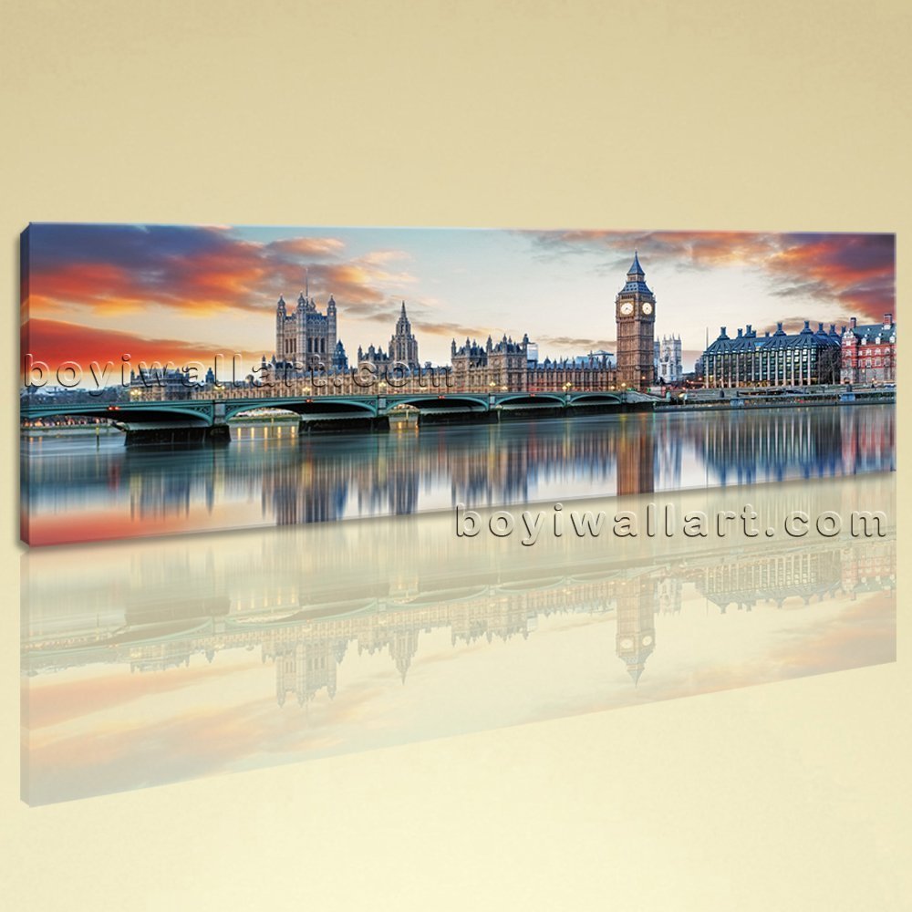 Large London Cityscape Contemporary Wall Art Printed On Canvas 1 Piece Print, Large