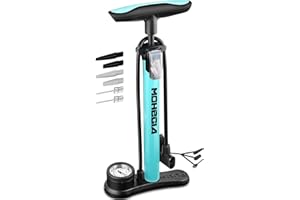 MOHEGIA Bike Floor Pump with Gauge: Air Bicycle Pump with High Pressure 160 PSI,Fits Schrader and Presta Valve -Inflator with Ball Pump Needles for MTB Road Bike, Ball, Balloon, Inflatables