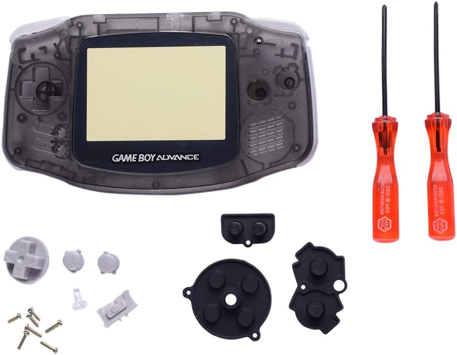 Full Parts Replacement GBA Case Housing Shell Repair Part Case Cover, Rubber Buttons, Cross Y Screwdrivers SPDYCESS
