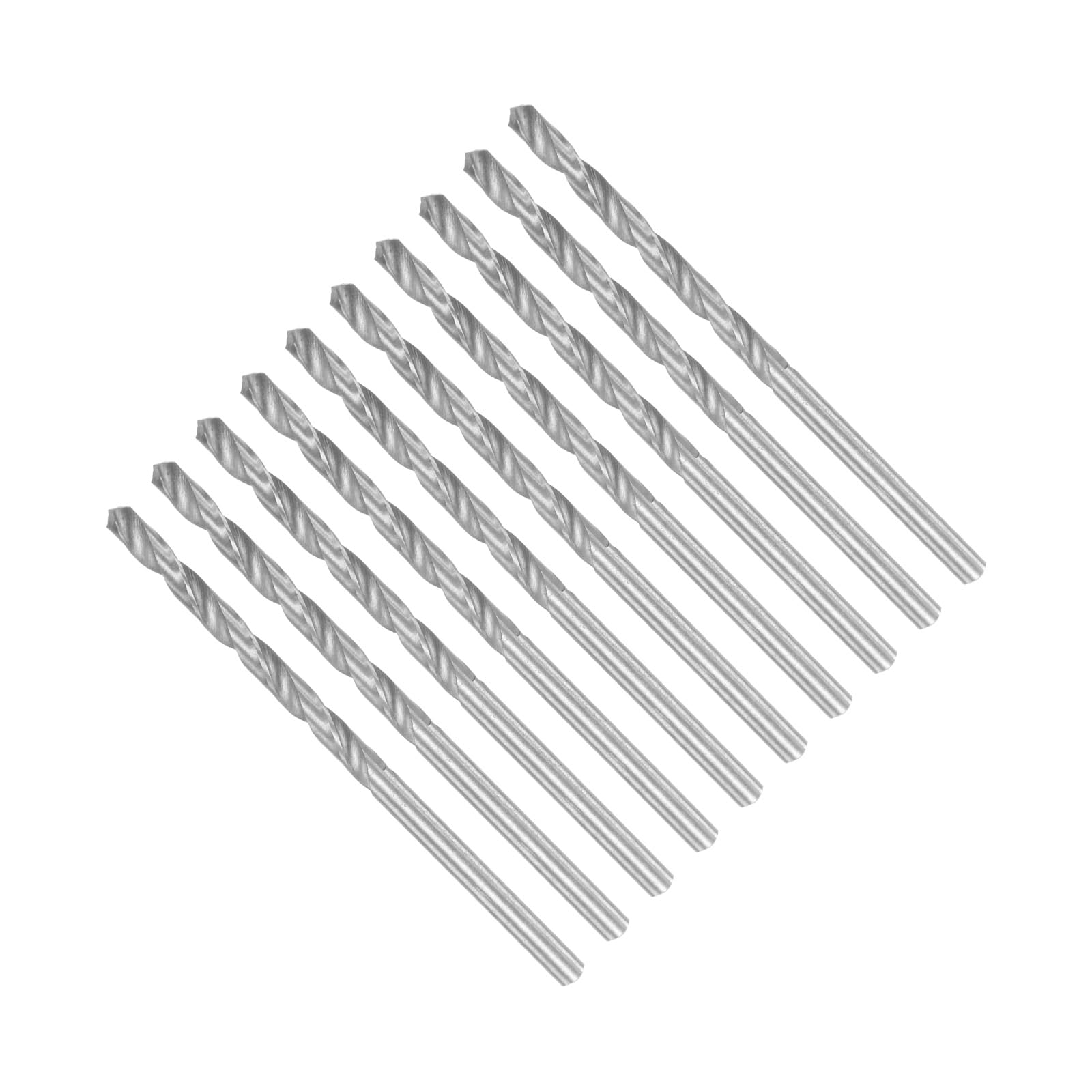 CoCud Twist Drill Bits, 3.1mm Cutting Diameter 0.12" Shank 65mm Length, High-Speed Steel Jobber Bit Set (Applications: for Metal Wood Plastic), 10-Pieces