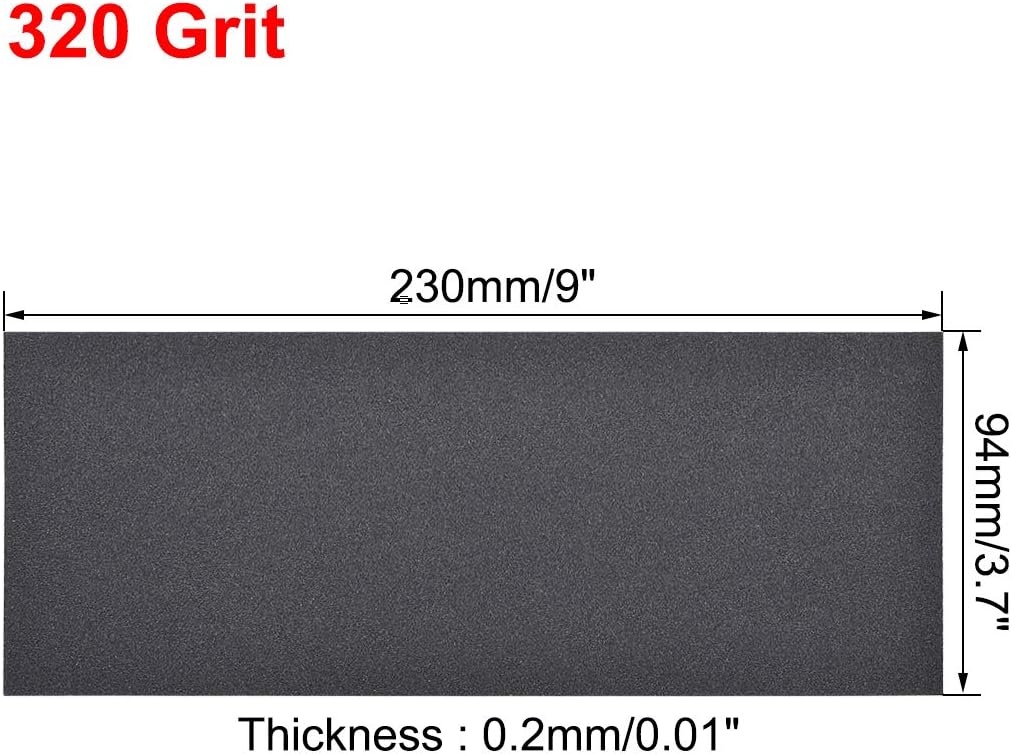 sourcing map 320 Grits Sanding Sheets 9-inch x 3.6-inch Wet Dry Silicon Carbide Sandpaper for Wood Furniture Metal Polishing 15pcs - Image 4