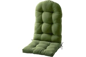 FILUXE Adirondack & Rocking Chair Cushion, High Back Patio Cushions - Waterproof Solid Tufted Pillow, Indoor/Outdoor Pads with Ties, Fade-Resistant & Seasonal All Weather Replacement (Hunter Green, 1)
