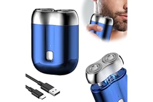 FANSUIT New Model Mini Dual-Head Electric Shaver, 2025 New Upgrade Pocket Shaver USB Mini Shavers for Men, Washable Double Head Razor, Rechargeable Waterproof Compact Electric (Blue)