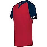 Augusta Sportswear Boy's Cutter+ Henley Jersey Scarlet/Navy XL