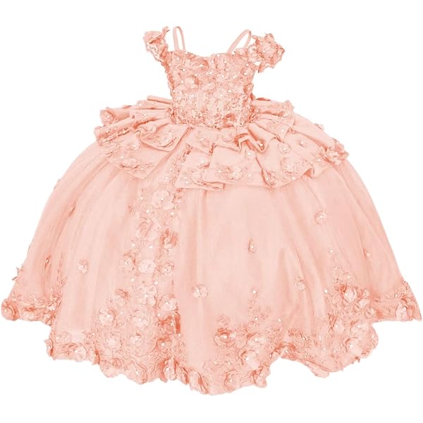 Amazon.com: ZUNIE Little Girl's Stripe Flower Lace Drop Waist Ribbon Sash  Bow Tutu Ruffle Dress (5, Peach): Clothing, Shoes & Jewelry