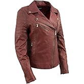 Milwaukee Leather Red Vintage Motorcycle Inspired Vegan Tan Fashion Leather Jacket for Women SFL2812 - Medium