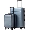 COOLIFE Luggage Suitcase Piece Set Carry On ABS+PC Spinner Trolley with pocket Compartmnet Weekend Bag(Night navy, 2-piece Se