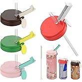 4 Pack Soda Can Lids with Straw, 4 Color Can Covers for Soda with Reusable BPA-Free, Can Lid Built w/ 3 Sizes Fits for S/M/L 