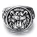 HAMANY Jewelry Men's Stainless Steel Ring Lion Head Shield Biker Vintage