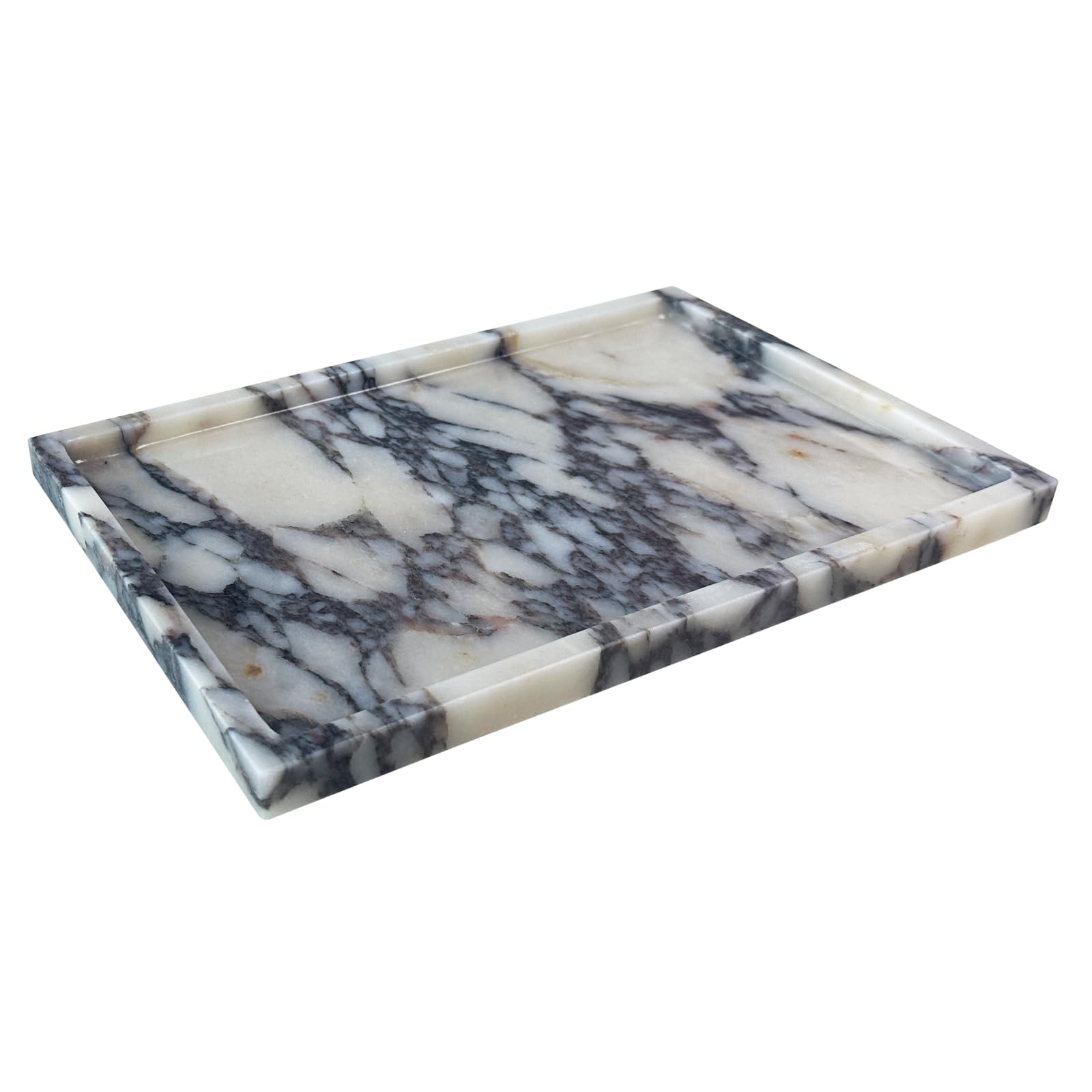 Vassoio In Marmo Naturale Calcutta Viola - 30,5x20,3 Cm, Per Bagno, Cucina, Decorazione