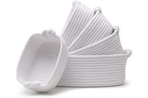MOSTHINK 5-Piece Woven Baskets for Organizing Storage ，Cotton Rope bathroom organizers for Shelf,Small Basket for Baby Toy,Gift Empty,Cat Dog Toy,Nursery Bathroom Organization Bins (White)