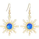 Boho Crystal Sun Earrings for Women,Vintage Multicolor Gemstone Earrings Statement Punk Style Sun Ray Earring Victoria Witch Dance Party Jewelry