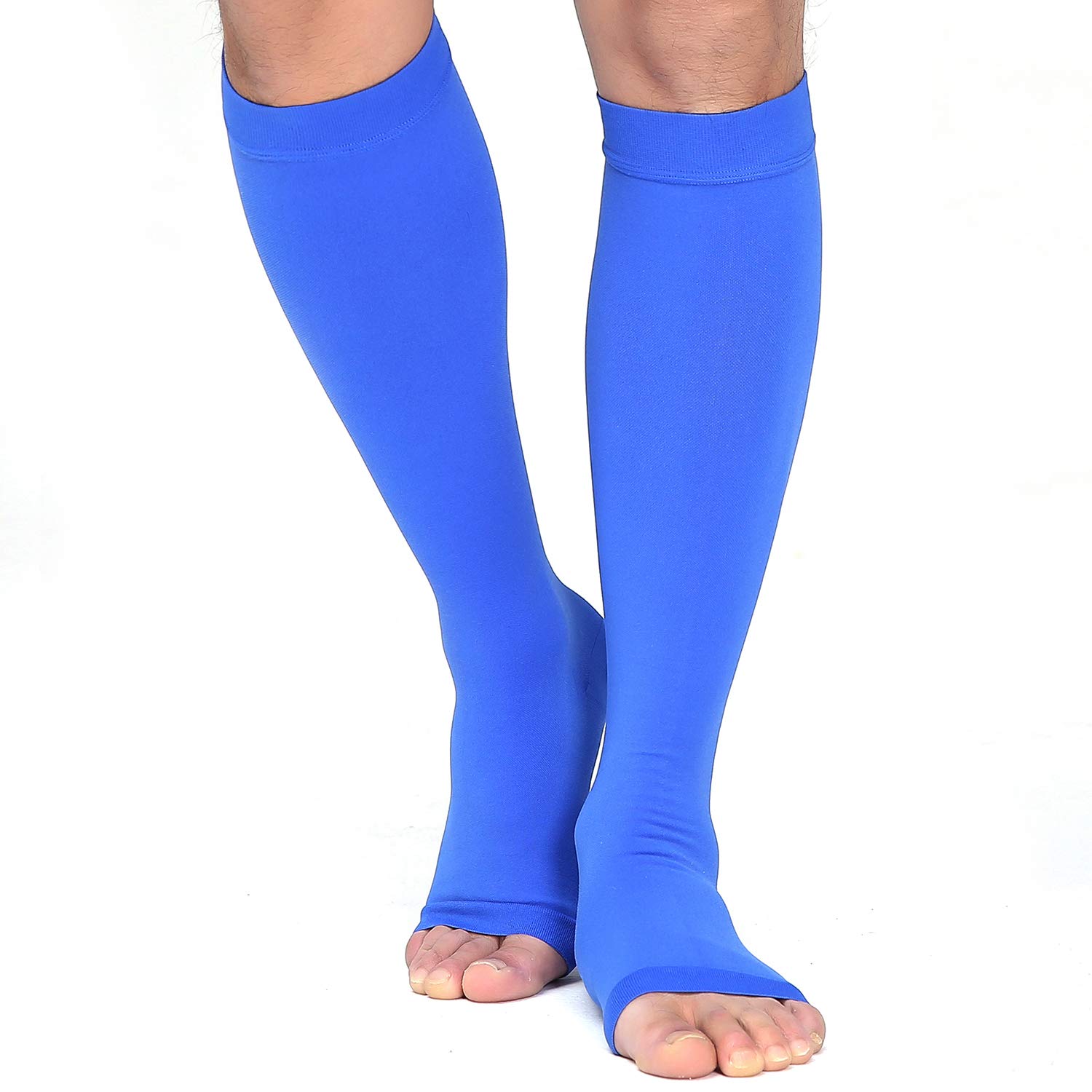 TOFLY® Compression Stockings (Pair), Grade Firm Support 20-30mmHg, Opaque, Unisex, Open Toe Knee High Compression Socks for Varicose Veins, Edema, Shin Splints, Nursing, Travel, Blue S — image 1