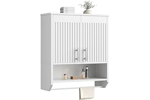 HOOBRO Bathroom Wall Cabinet, Farmhouse Medicine Cabinet, Wall Mounted Bathroom Cabinet with Towel Rack, Adjustable Shelf, fo