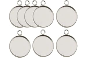 WOCRAFT 30 Pcs Fit 20mm Stainless Steel Round Blank Bezel Pendant Trays Base Cabochon Settings Charms for Jewelry Making (10166-20mm-30pcs)