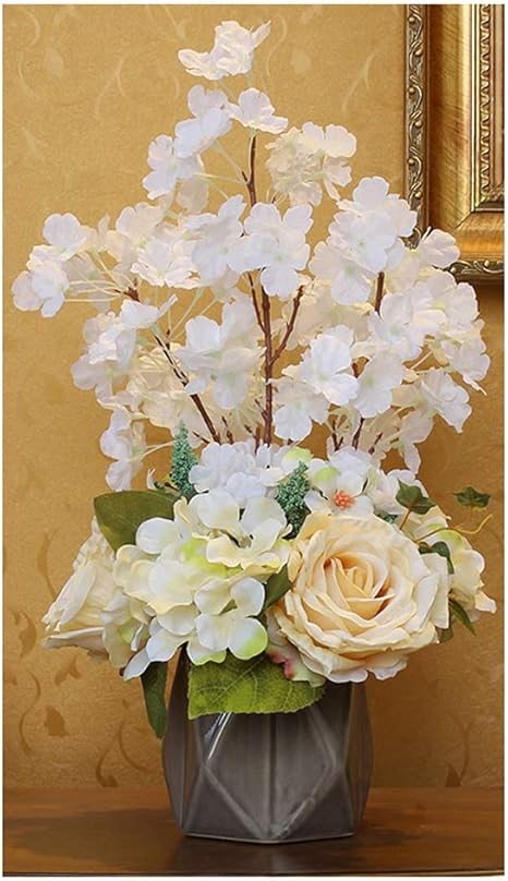 Amazon 人工花と花瓶桜アレンジメントフラワーのホームオフィスレストランモデルルームのインテリア Color White 造花 オンライン通販