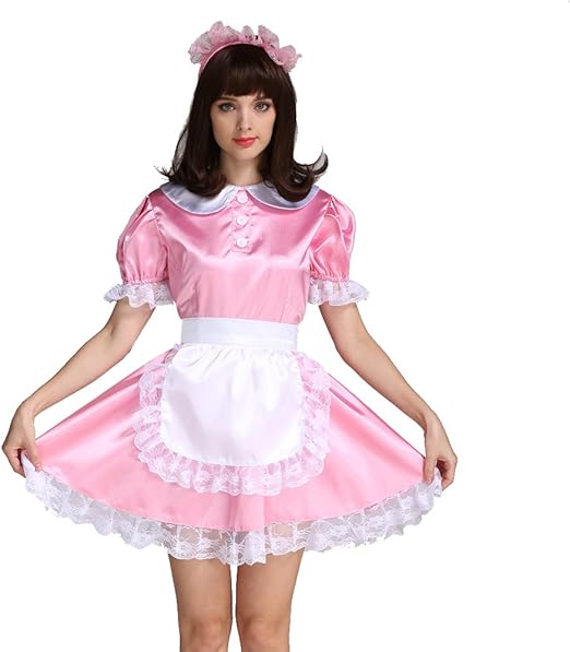 Amazon Gocebaby めめしい女 メイド服 ロック縫製丁寧仕立てピンクサテンワンピース変装 L コスプレ 仮装 通販