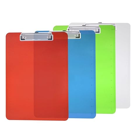 NUOLUX 4pcs bunte Clip-Board Kunststoff A4 Klemmbrett für Memo-Papier-Dateien Holding