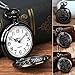 Alisena Black Personalized Fashion Retro Lettering Pattern Steampunk Retro Vintage Quartz Necklace Pendant Pocket Watch