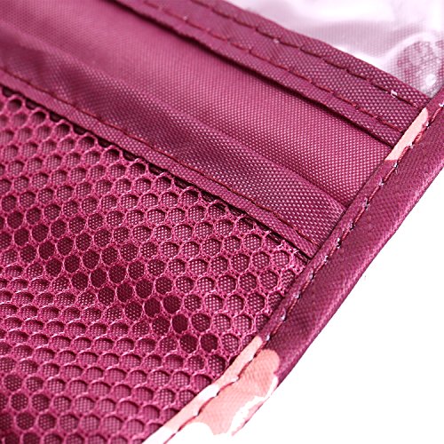 WNOSH Multifunction Hanging Toiletry Bag Portable Travel Make up Kit Case Pouch Women Men Shaving Kit with Hanging Shaving Hook for Vacation Travel Bathroom Organizer Carry On Case (Wine Red Flower)