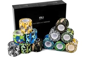 EH Tattoo Grip Tape 12Pcs Self-Adhesive Bandage Cohesive Elastic Wrap for Tattoo Pen Machine Accessories