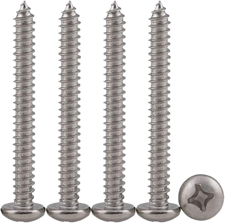 Drenky 100pcs M4 Stainless Steel Self Tapping Screws Phillips Pan Head Srews DIY Woodworking Screws (100PCS M4 x 30mm)