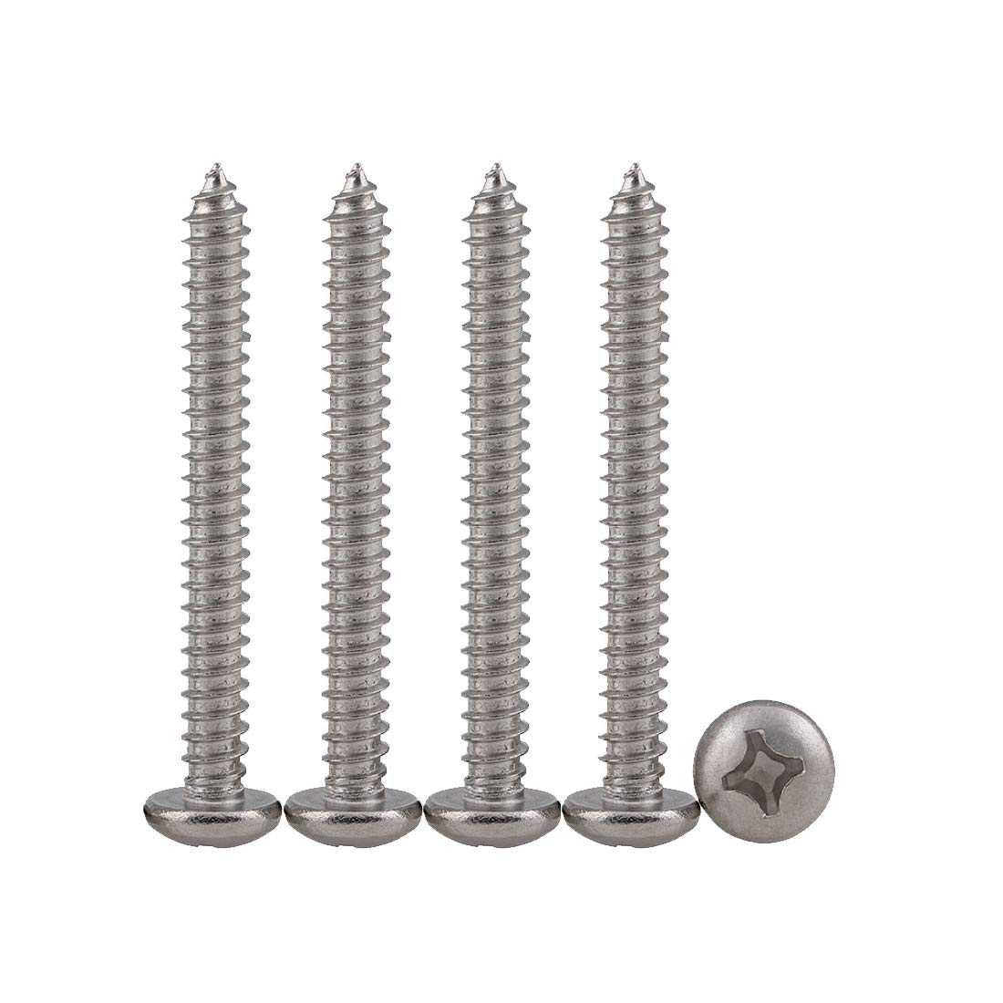 Drenky 100pcs M4 Stainless Steel Self Tapping Screws Phillips Pan Head Srews DIY Woodworking Screws (100PCS M4 x 30mm)