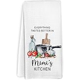 KFXHANGD Mimi Kitchen Towels, Mimi Gifts Hand Towel, Mothers Day Birthday Gifts for Gigi Grandma, Grandma Decorative Dish Hand Tea Towels for Kitchen, 16x24 Inches