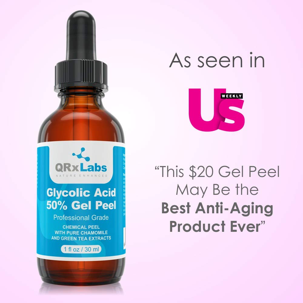 Glycolic Acid 50% Gel Peel with Chamomile and Green Tea Extracts - Professional Grade Chemical Face Peel for Acne Scars, Collagen Boost, Wrinkles, Fine Lines - Alpha Hydroxy Acid - 1 Bottle of 1 fl oz: Beauty