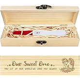 CHGCRAFT Pregnancy Test Keepsake Box Feather Angel Wooden Pregnancy Announcement Gifts Box with Raffia Ribbon and Lock Announcement Gifts for Dad Husband, 8x2x1.2inch