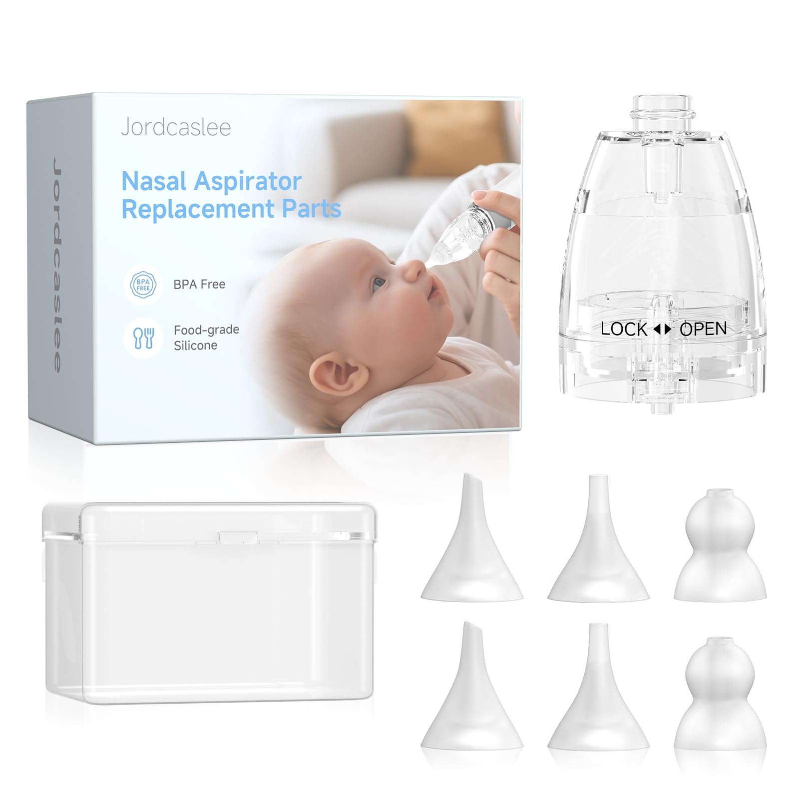 Piezas de repuesto para aspirador nasal compatibles con GROWNSY/ X-Bosak / HEYVALUE Succionador de nariz para bebés y niños pequeños, cámara de succión y kit de reemplazo de puntas de silicona de 6 piezas