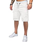 JMIERR Mens Casual Cargo Shorts - Cotton Drawstring Stretch Summer Beach Shorts Twill Chino Short with 6 Pockets