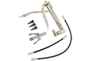 Generic 7PCS Grease Tool Nozzle Kit, Strong Metal Air Grease Coupler with Flexible Nozzle and 4 Claw Joint, for Air Compresso